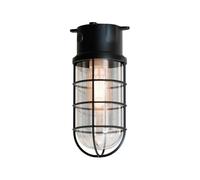 LEDSone Vintage Oval Cage Semi Flush Mount Ceiling Light, Industrial Weatherproof Black Metal Cage Farmhouse Ceiling Light Fixture for Hallway Porch Stairway Bedroom Kitchen