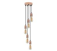 LEDSone Vintage Pendant Ceiling Rose Light Fitting Modern Retro Industrial Style E27 Lamp 5 Way Pendant Light (Rose Gold, with Bulb)