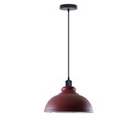 LEDSone Vintage Pendant Dome Light Shade Industrial Hanging Pendant Light Ceiling Lighting for Dining Room, Bar, Clubs and Restaurants (Burgundy, with Bulb)