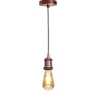 LEDSone Pendant Light Vintage 1m Fitting Modern Retro Industrial Style E27 Lamp Copper Holder Brown Round Braided Flex Copper Ceiling Rose.