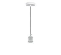 LEDSone Vintage Pendant Light Fitting Modern Retro Industrial Style E27 Lamp White Holder, Black and White Round Braided Flex, White Ceiling Rose, 1m (Without Bulb)