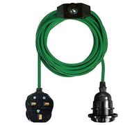 LEDSone Vintage Pendant Light Fitting with Plug in 2 meter with in-Line On/Off Switch E27 Screw Lamp Holder Industrial Style Hanging Light Fitting Kit (Green)