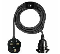 LEDSONE Vintage Pendant Light Kit with Fabric Flex Cable 2m Hanging Light Fitting with E27 Bulb Socket and Plug with Switch Ideal for Home, Studio, Office, Café, or Decorative Lighting
