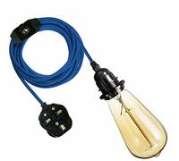 LEDSone Vintage Pendant Light Kit with Fabric Flex Cable 4m Hanging Light Fitting with E27 Bulb Socket and Plug with Switch Ideal for Home, Studio, Office, Cafe, or Decorative Lighting