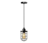 LEDSone Vintage Pendant Light with Black Iron Cage, E27 Ceiling Hanging Lamp, 95cm Adjustable Cable, Ceiling Light for Kitchen, Loft, Living Room (Without Shade)