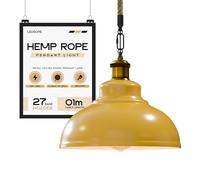 LEDSone Vintage Pendant Lights ø29cm Hemp Lighting Ceiling with Curvy Lampshade 1m Adjustable Height Hanging Lights for Loft Kitchen Island Dining Room Bedroom