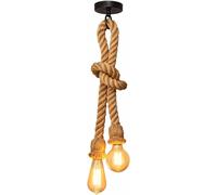 LEDSone Vintage Retro Ceiling Pendant Light Fitting Hemp Rope 1M Twisted Braided Flex E27 Lamp Holder Suspended Pendant Light Fitting Kit