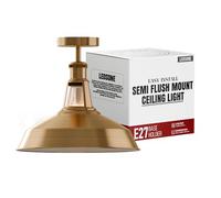 LEDSone Vintage Retro Industrial Semi Flush Mount Ceiling Light LED Lamp Fixture Kitchen Ceiling Metal Large Rustic Light Shade Pendant Lampshade Fitting for Farmhouse