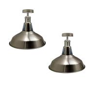 LEDSone Vintage Retro Industrial Semi Flush Mount Ceiling Light LED Lamp Fixture Kitchen Ceiling Metal Large Rustic Light Shade Pendant Fitting for Bedroom Farmhouse (Satin Nickel - 2 Pack)