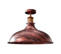 LEDSone Vintage Retro Industrial Semi Flush Mount Ceiling Light LED Lamp Fixture Kitchen Light Metal 36cm Lampshade Pendant Lampshade Fitting for Bedroom Farmhouse (Rustic Red)