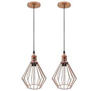 LEDSone Vintage Retro Rose Gold Ceiling Pendant Light Cluster Light Fitting Wire Cage Lampshades, E27 Holder Hanging Light Kit for Indoor Area (Rose Gold, 2-Pack)