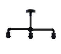 LEDSone Vintage Retro Style Steampunk Ceiling Pipe Light Bar with 3 Way Brushed Copper Lamp Shade Pendant Light Fitting Metal Pipe Lighting Ceiling Light Fitting