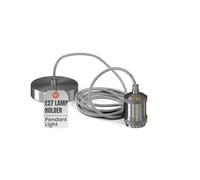 LEDSone Vintage Satin Nickel Pendant Light Fitting E27 Lamp Holder with 1m Braided Cable - Industrial Ceiling Hanging Light Kit, Kitchen Island, Dining & Living Room Lighting Fixture