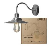 Ledsone Vintage Satin Nickel Wall Sconce Bathroom Swan Neck Wall Light, Antique Flat Lamp Shade