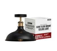 LEDSone Industrial Semi Flush Mount Ceiling Lights Fixture Metal Dome Shade Ceiling Pendant Light Fitting for Living Room Kitchen Hallway