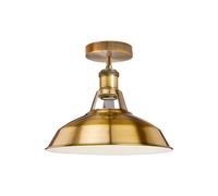 LEDSone Vintage -Semi Flush Mount Ceiling Light Fitting-Industrial Style Kitchen Light Ceiling Metal 30cm Barn Slot Farmhouse Lighting Fixture (Yellow Brass)