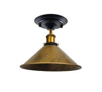 LEDSone Vintage Semi Flush Mount Ceiling Lights Metal Brushed Brass 22cm Cone Shade Industrial Pendant Lamp Fitting for Kitchen Bedroom Hallway Restaurant Bar Hotel Dining Room (Without Bulb)