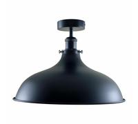 LEDSone Vintage Semi Flush Mount Lighting Fixture E27 Base Holder with 36cm Black Lamp Shade Industrial Ceiling Light for Kitchen, Living Room, Bedroom, Hallway with Bulb
