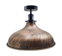 LEDSone Vintage Semi Flush Mount Lighting Fixture E27 Base Holder with 36cm Brushed Copper Lamp Shade Industrial Ceiling Light for Kitchen, Living Room, Bedroom, Hallway Without Bulb
