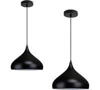 LEDSone Vintage Single Head Ceiling Pendant Light Metal Black 2Pack with E27 Base and Adjustable Hanging Cable for Kitchen Dining Room Living Room Bedroom Cafe Bar Hallway Office Decor