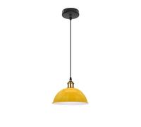 LEDSone Vintage Single Head Ceiling Pendant Light Metal Yellow 22cm Dome Shape Lampshade with Adjustable Cable for Kitchen Dining Bed Room Hallway Cafe Restaurant and Living Spaces