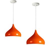 LEDSone Vintage Single Head Ceiling Pendant LightOrange 2Pack with E27 Base and Adjustable Hanging Cable for Kitchen Dining Room Living Room Bedroom Cafe Bar Hallway Office Decor