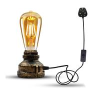LEDSone Vintage Steampunk Pipe Table Lamp Industrial Desk Light Retro Bedside Night Lamp with E27 Holder for Bedroom, Living Room, Office Décor (Brushed Copper)