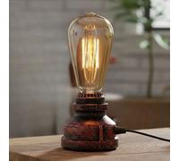 LEDSone Vintage Steampunk Pipe Table Lamp Rustic Red Industrial E27