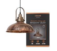 LEDSone Vintage Style Brushed Copper Metal Ceiling Pendant Light 36cm W Curvy Shape Industrial E27 Large Lamp Shade Fitting Fixtures Easy Fit Decor for Island Kitchen Bedroom Cafe Living Room