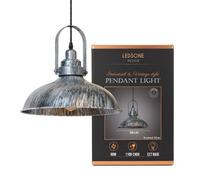 Ledsone Vintage Style Brushed Silver Metal Ceiling Pendant Light 36Cm W Curvy Shape E27 Large Lamp Shade Fitting Fixtures