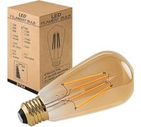 LEDSone Vintage Style E27 Screw ST64 LED Dimmable Bulbs, 4W Edison Light Bulb, 2700K Warm White, Amber Energy Saving Filament Decorative Bulbs