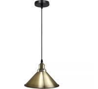 Ledsone Vintage Style Metal Green Brass Ceiling Pendant Light, 22Cm Cone Shade & Adjustable 95Cm Cable