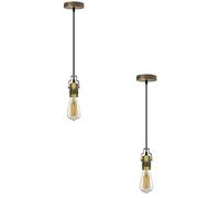 Ledsone Vintage Style Single Pendant Light Fitting Green Brass 95Cm Adjustable Cable And E27 Bulb Base Hanging Ceiling Lights