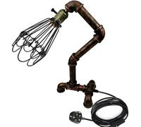 LEDSone Vintage Style Steampunk Desk Light Water Pipe Table Lamps, Innovative and Creative Lighting Industrial Steampunk Retro Base E27 Holder Fitting Lighting Rustic Red Without Bulb