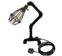 LEDSone Vintage Style Steampunk Desk Light Water Pipe Table Lamps, Innovative and Creative Lighting Industrial Steampunk Retro Base E27 Holder Fitting Lighting (Black with Bulb)
