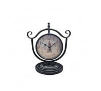 LEDSone Vintage Style Wrought Iron Table Clock - Silent Black Metal Antique Desk Clock with Roman Numerals - Retro Mantelpiece Decoration for Living Room, Bedroom & Office