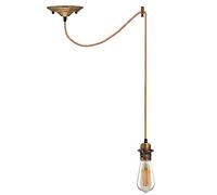 LEDSone Vintage Suspension Light Fitting-Yellow Brass Metal E27 Screw Lampholder with 195cm Adjustable Cable-Retro Hanging Ceiling Pendant for Kitchen, Bar, Cafe, or Home Decor