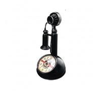 LEDSone Vintage Telephone Desk Clock - Black Candlestick Style Table Clock with Silent Quartz Mechanism | Antique Telephone Ornament for Home, Office Desk, Bedroom & Living Room for Men & Women