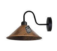 LEDSone Vintage Wall Light Fixture, Vintage Black Wall Sconce E27 Base Socket Screw Type Industrial Wall Mounted Swan Neck Cone Shape Shade Wall Sconce (Brushed Copper, Without Bulb)