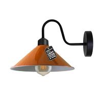 LEDSone Vintage Wall Light Fixture, Vintage Black Wall Sconce E27 Base Socket Screw Type Industrial Wall Mounted Swan Neck Cone Shape Shade Wall Sconce (Orange, with Bulb)