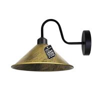 LEDSone Vintage Wall Light Fixture,Vintage Black Wall Sconce E27 Base Socket Screw Type Industrial Wall Mounted Swan Neck Cone Shape Shade Wall Sconce (Brushed Brass, Without Bulb)