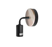 LEDSone Vintage Wall Lights Industrial Wooden and Metal Wall Lamp Wall-Mounted E27 60W Max Edison Lamp Holder for Bedroom, Living Room, Office, Kitchen (Black)