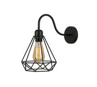 LEDSone Vintage Wall Mount Light Black Metal Diamond Wire Cage Wall Sconce 20cm Indoor Wall Lamp E27 Bulb Included for Bedroom Hallway Kitchen Cafe Restaurant Bar