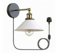 Ledsone Vintage Wall Mounted Plug-In Led Wall Light Dimmer Switch Easy Fit Wall Lamp