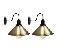 LEDSone Vintage Wall Sconce Metal Shade E27 Industrial Wall Mount Lights Adjustable Cone Shade Easy Fit Wall Lamps Fixtures for Living Room 2 Pack