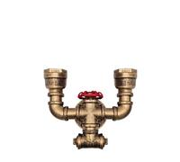 LEDSone Vintage Water Pipe Wall Sconce E27 Rustic Twin Industrial Pipe Wall Lamp Double Steampunk Sconce Rustic Up Light with Gauge Valve Tap (Type 1 - Brushed Copper)