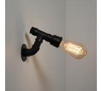 LEDSone Vintage Water Pipe Wall Sconce Indoor 12.5cm Black E27 Metal Industrial Retro Wall Lights for Bedroom, Living Room, Kitchen, Hallway, Restaurant, Bar (Black Pipe Wall Light - T-Joint Style)
