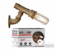 LEDSone Vintage Water Pipe Wall Sconce Indoor 12.5cm Brushed Copper E27 Metal Industrial Retro Wall Lights for Bedroom, Living Room, Hallway, Restaurant, Bar