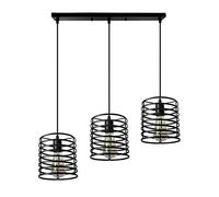 LEDSone Vintage Wire Cage Chandelier Ceiling Pendant Light Metal Black Height Adjustable Lampshade Light Wire Cage (Three Outlet Rectangle)