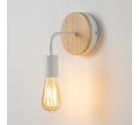 LEDSone Vintage Wood Wall Lamp, White E27 Sconce Lights, Industrial Rustic Wall Lighting for Living Room, Bedrooms, Hallway, Stair